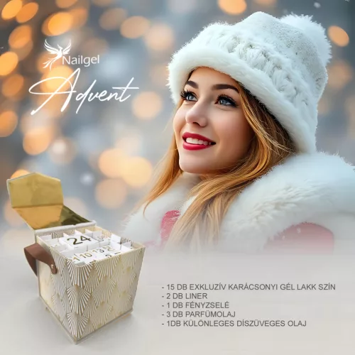 Adventi kalendárium 15 géllakkal, 2 linerrel, olajokkal díszdobozban