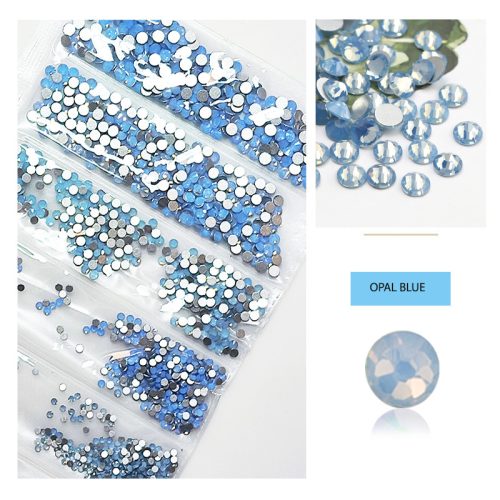 1680 darabos kristály strassz készlet  6 féle méretben - Opal blue