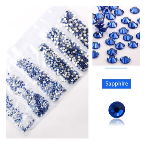 1680 darabos kristály strassz készlet  6 féle méretben P26 - Sapphire