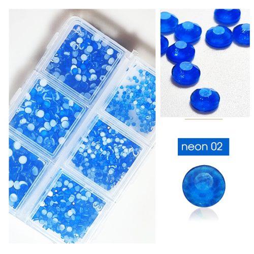 1680 darabos kristály strassz készlet  6 féle méretben - Neon blue -