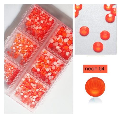1680 darabos kristály strassz készlet  6 féle méretben - Neon coral -