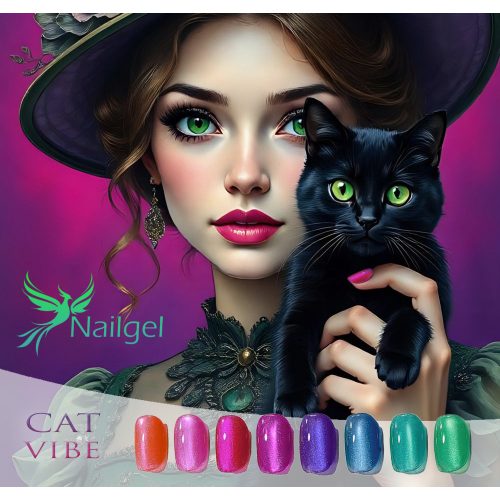 Cat Vibe gél lakk kollekció 8 db gél lakkal és ajándék margarétával