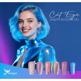   Cat eye liquid builder 6 darabos kollekció pumpás tégelyben, ajándék margarétával  