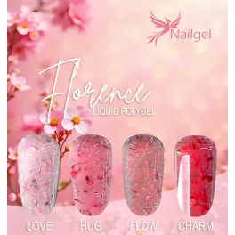   Liquid Polygel FLORANCE 4 darabos  kollekció pumpás tégelyben, ajándék effect margarétával