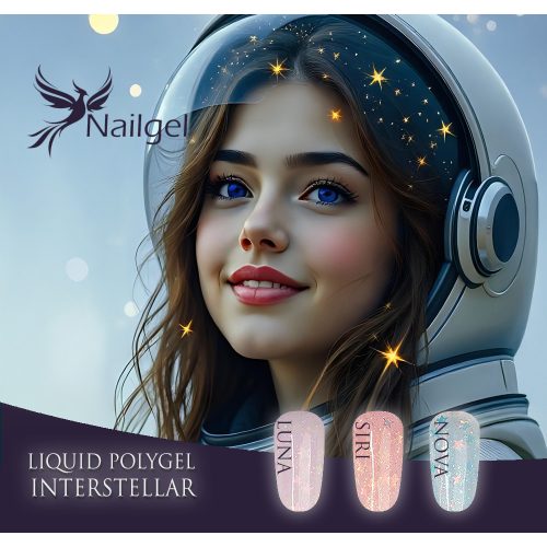 Liquid Polygel INTERSTELLAR  3 darabos  kollekció  tégelyben, ajándék Liquid Polygel effect margarétával