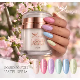   Liquid Polygel Pastel  6 darabos  kollekció pumpás tégelyben, ajándék effect margarétával