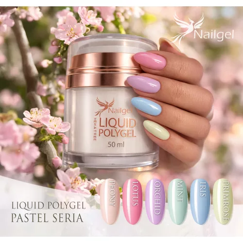 Liquid Polygel Pastel  6 darabos  kollekció pumpás tégelyben, ajándék effect margarétával