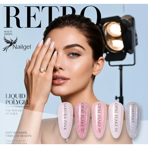 RETRO Liquid polygel - 5 darabos  kollekció pumpás tégelyben, ajándék margarétával