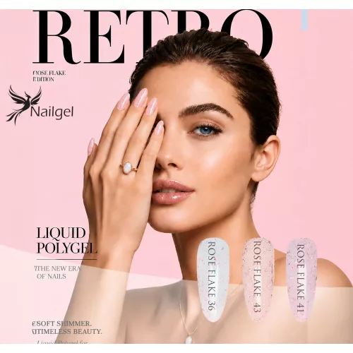 RETRO Liquid polygel Rose Flake - 3 darabos  kollekció pumpás tégelyben, ajándék margarétával