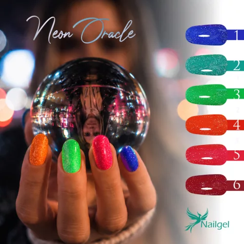 Neon Oracle reflektív  gél lakk kollekció 6db géllakkal és ajándék margarétával   - LIMITÁLT -