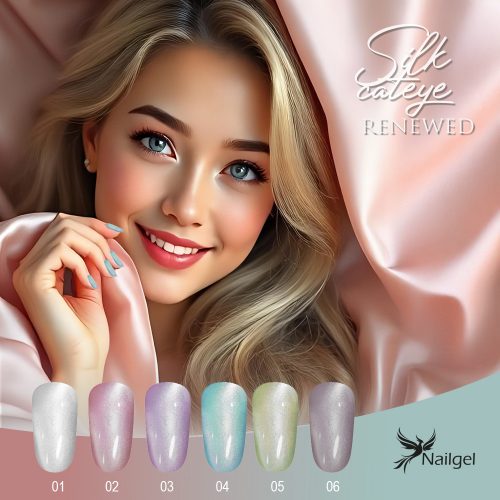 Silk Cat Eye gél lakk kollekció 6 db géllakkal és ajándék margarétával
