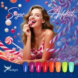   Sugar Addict gél lakk kollekció 8db géllakkal és ajándék margarétával 