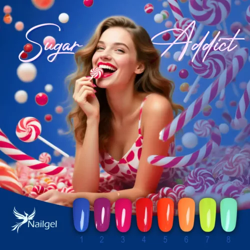 Sugar Addict gél lakk kollekció 8db géllakkal és ajándék margarétával 