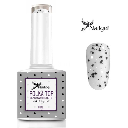 Polka Top Coat - Black&White dots - Fényzselé  8ml